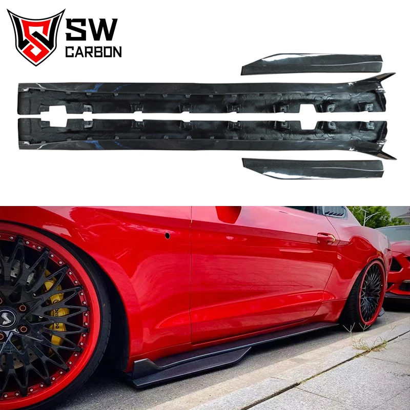 

Carbon Fiber GT500 Style Car Side Skirt Splitter for Ford Mustang 2015-2017 Body Side Skirt Separator Winglet Flank Bumper Lip