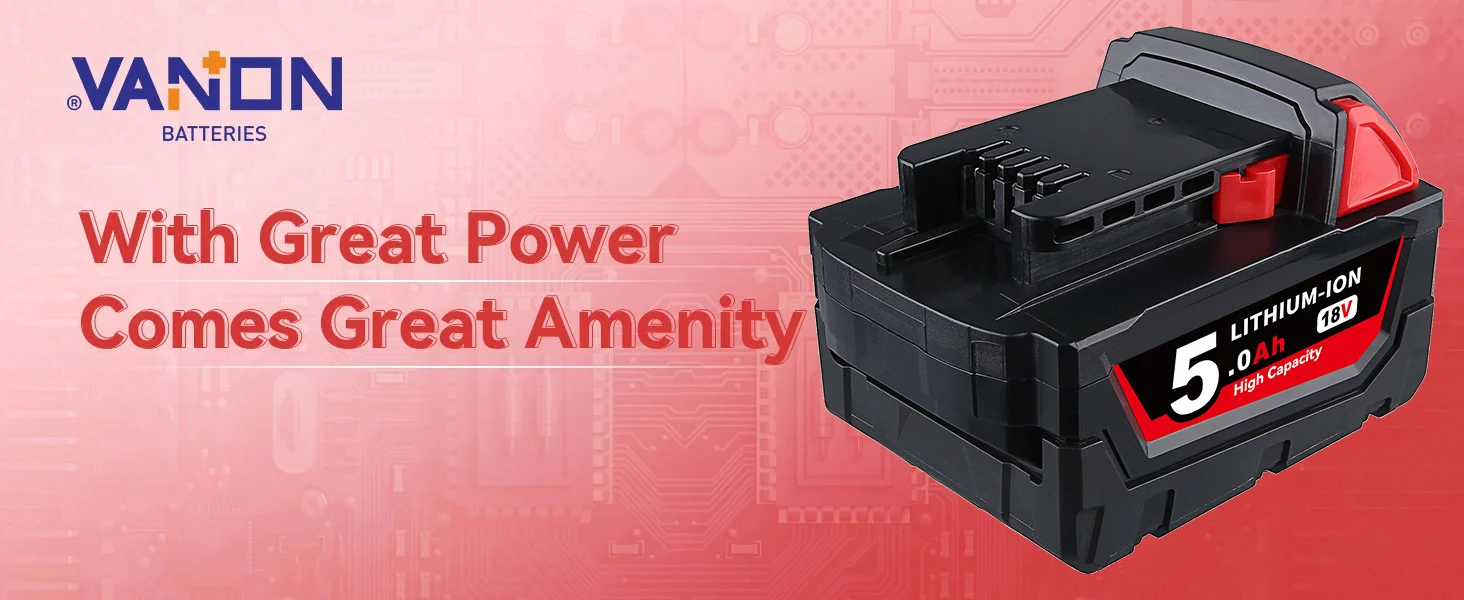 VANON 1/2/4Pcs M18 5.0Ah Replacement Lithium Ion Power Tool Batteries Replace for Milwaukee 18V 48-11-1815 48-11-1850 48-11-1860