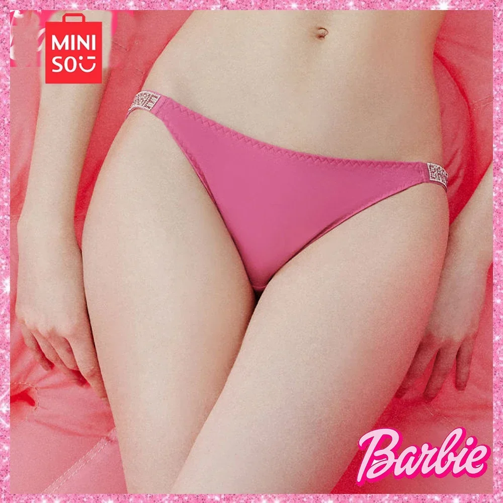 

2024 Miniso Barbie Panties Co-Branded Bikini Low Waist Spaghetti Straps Panties Ladies Antibacterial Cotton Valentines Day Gift