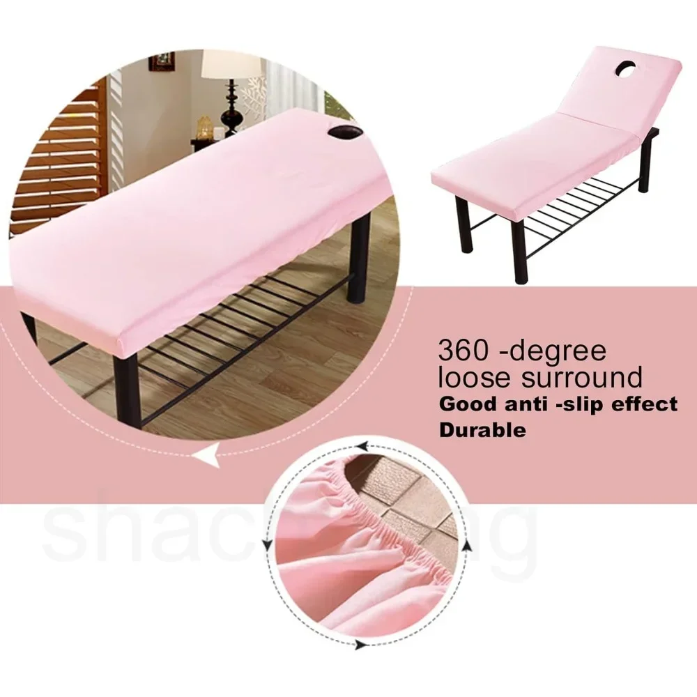 White Beauty Salon Bed Cover Elastic Fitted Sheet with Face Breathing Hole Universal Spa Massage Table Protector for 80cm Bed