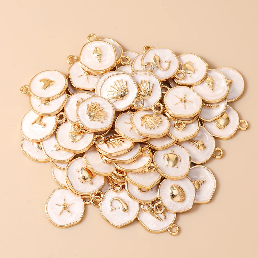 Leslie 20 Stück goldfarbene Meereslebewesen-Anhänger Fisch Seestern Muschel Anhänger für Halskette Armband Ohrringe DIY Schmuckherstellung Handwerk – Detail 12