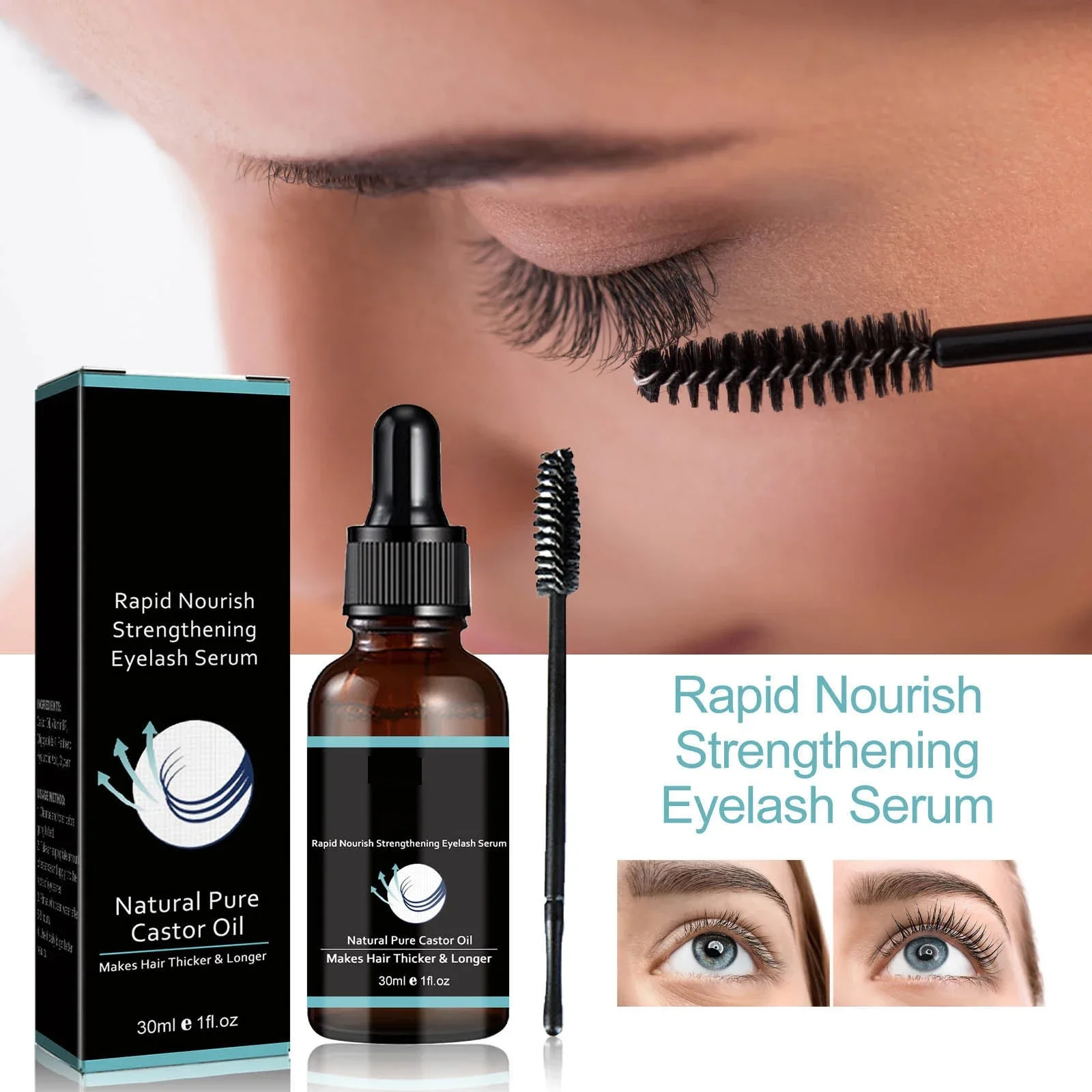 Siero per ciglia da 30 ml Nutre e rafforzare la cura per mascara per ciglia per extension ciglia sparse/corte/frágli