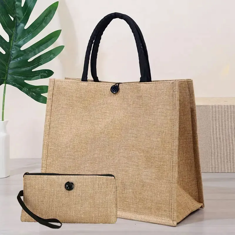 

Vintage Women Small Linen Fabric Storage Bag Female Shoulder Bag Reusable Foldable Shopping Bag Multiple Sizes Handbag