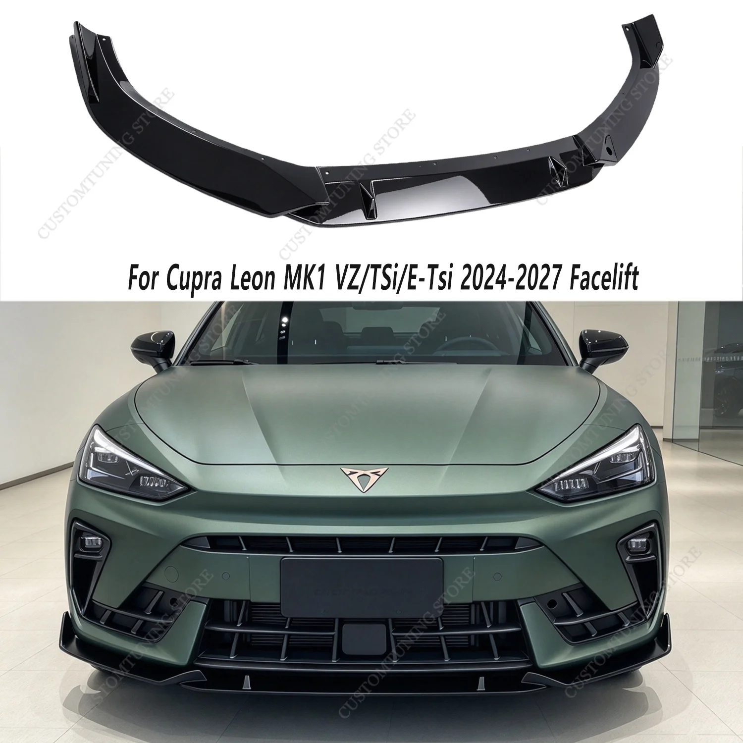 For Cupra Leon MK1 VZ/TSI/e-Tsi/e-Hybrid 2024-2027 Facelift 3Pcs Front Bumper Lip Spoiler Splitter Diffuser Bodykits Tuning