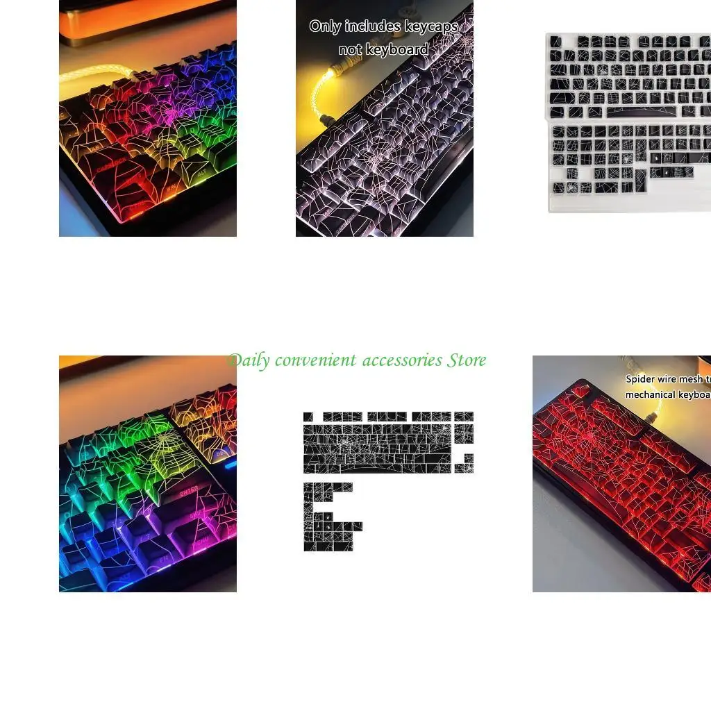 

97QB Набор настраиваемых колпачков из ПБТ для механических клавиатур с привлекательными пауками, боковыми легендами веб-дизайна