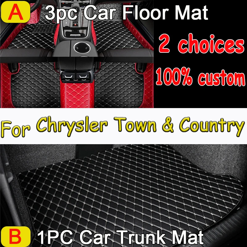 Car Floor Mat For Chrysler Town & Country 7 Seat 2013~2016 Waterproof Protection Pad Carro Rear Trunk Floor Mat Car Accessories