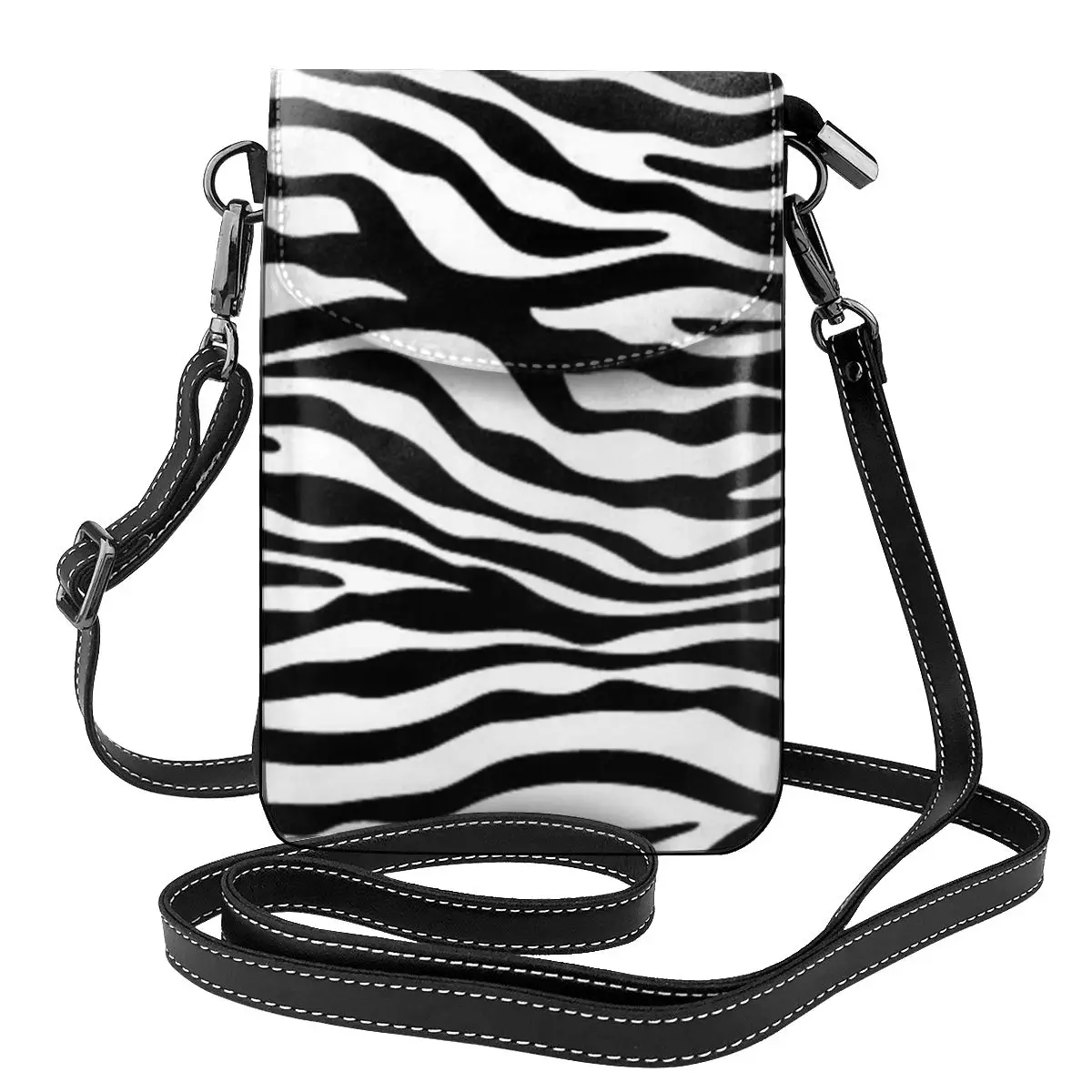 Leopard Zebra Print Shoulder Bag Animal Black White Line Aesthetic Leather Business Women Bags Female Gift Purse