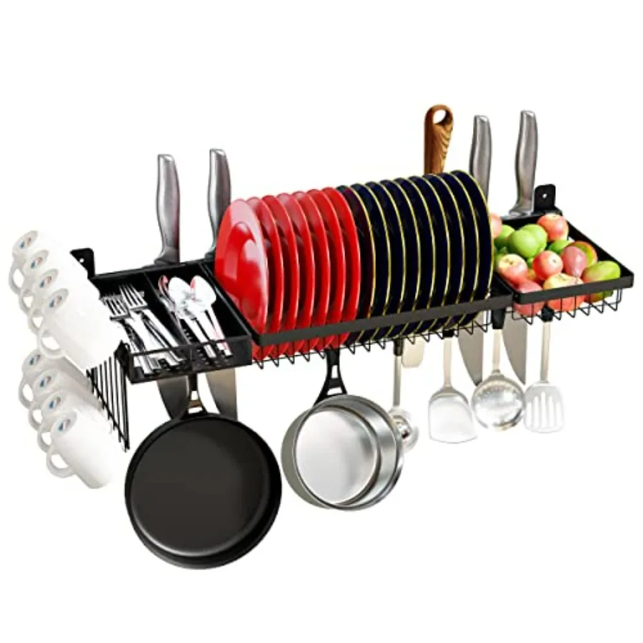 

Adjustable Stainless Steel Wall Mounted Over the Sink Dish Drying Rack Large Ccity Pot Rack Dish Rack with Utensil Holder for K