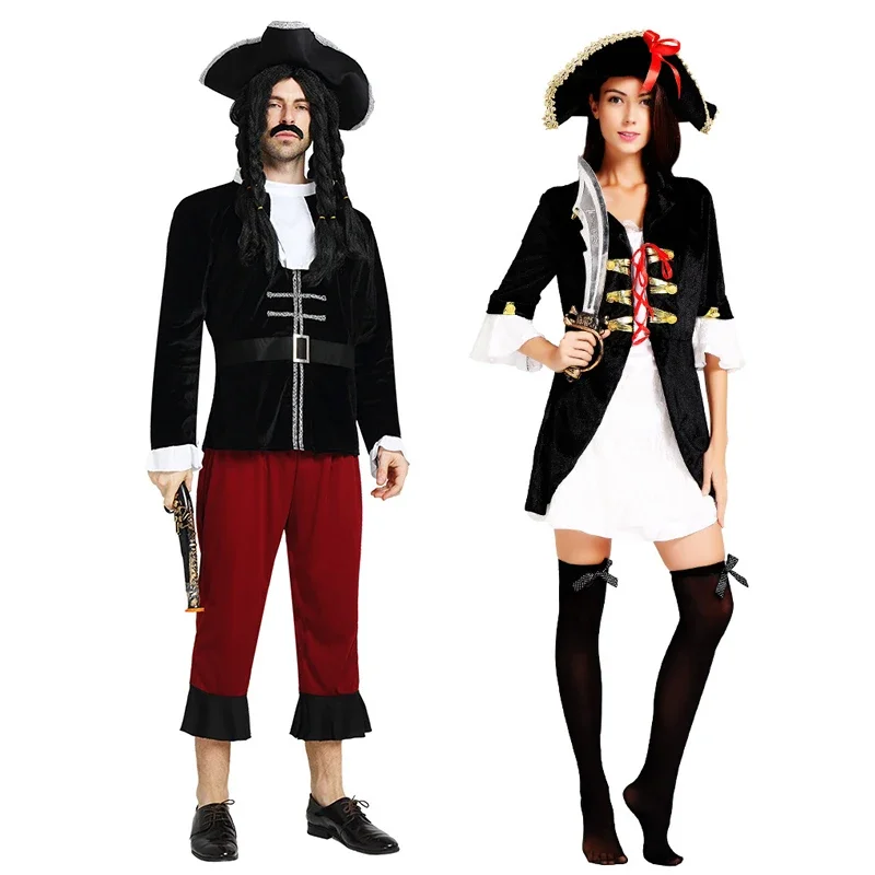 Halloween Cosplay Costumes Adult Caribbean Pirate Men's Woman Costume Pirate Men's Fancy Dress Pirate Captain Costume