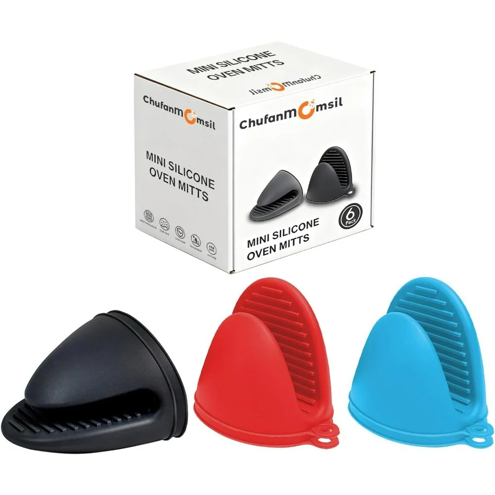 

Силиконовые прихватки для духовки, термостойкий набор держателей для кастрюль для кухни, 3 пары мини-милых кухонных варежек, силиконовая зажимная ручка, ChufanMoms