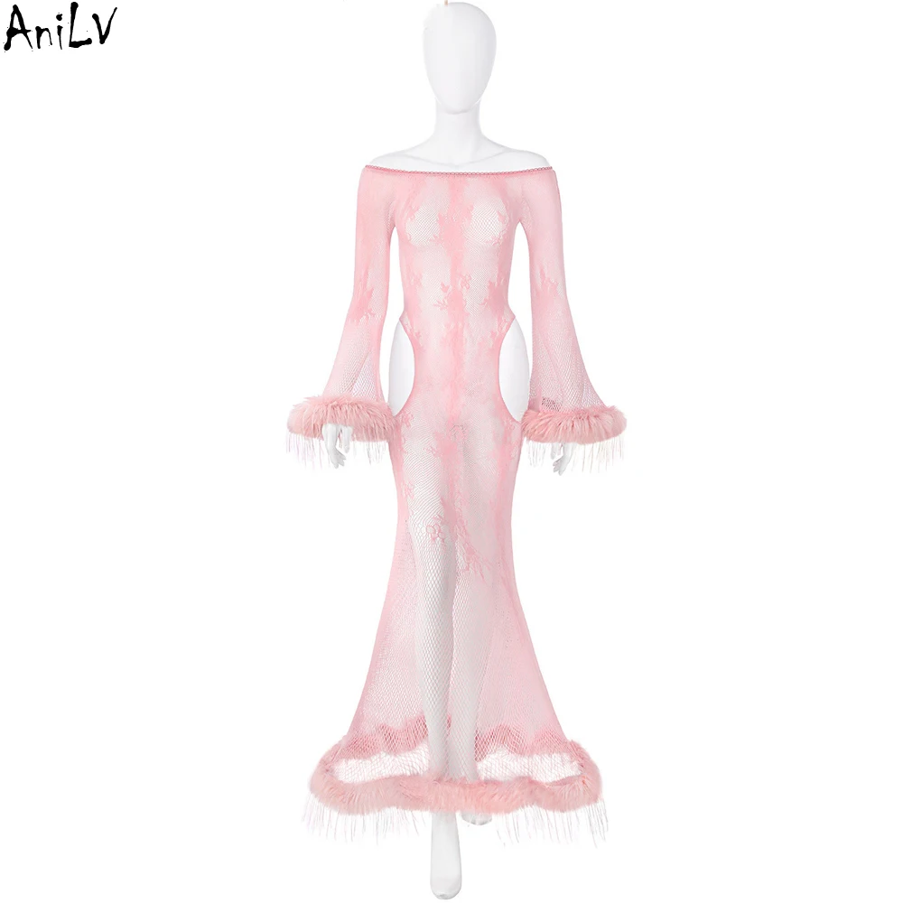 AniLV богиня, пушистое длинное платье, униформа, сексуальное женское белье, наряд «рыбий хвост», сетчатая очаровательная ночная рубашка, пижамы, эротические костюмы, косплей
