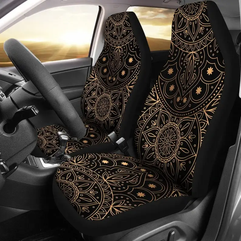 

Mandala Gold, Car Seat Cover, Hippie Spiritual, Car Accessories, Car Covers, Floral, Seat Covers, Gift for Him sun print 2pcs