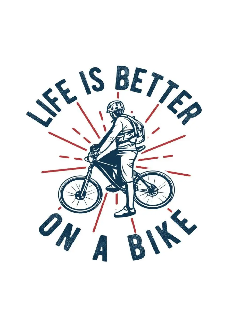 Text Art Collection Life Is Better On A Bike Poster Print  Modern Interior Design Wall Decor for Cyclists