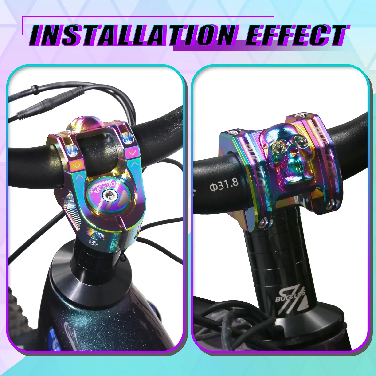BUCKLOS 35mm Bike Power CNC Aluminum Alloy Bicycle Handlebar Stem 31.8MM Ultralight Bike Short Stem 35MM Durable MTB Power