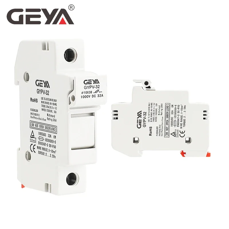 GEYA1P Solar Photovoltaic Fuse Holder 10*38mm PV Fuse Fuse Link for Solar System Protection 1000V DC 10A 15A 20A 25A 30A