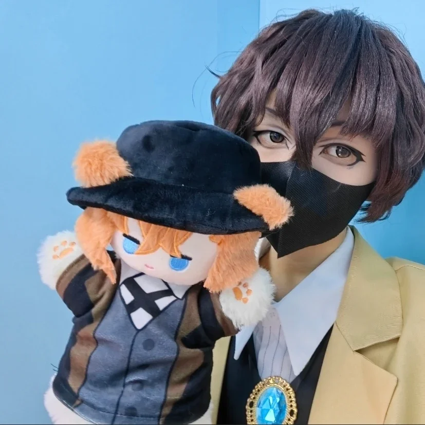 Kawaii Anime Bungo Stray Dogs Cat Ear Hand Puppet Plush Toy Dazai Chuuya Akutagawa Ranpo Stuffed Doll Collectible Gift Fans
