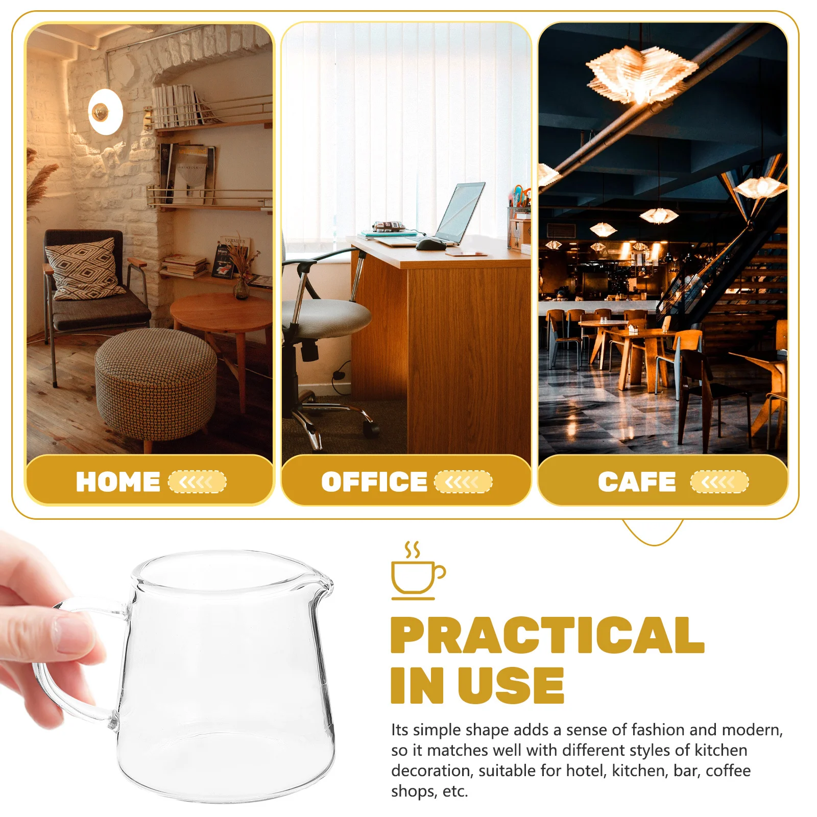 

2Pcs Glass Milk Cups Portable Transparent Milk Pitchers Multipurpose Serving Coffee Crema Dispenser Cup Kitchen Utensils