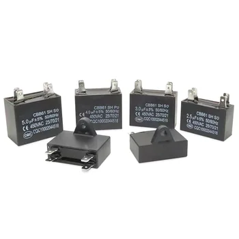 1 adet CBB61 klima Fan kondansatör 1.2/1.5/2/2.5/3/3.5/4/4.5/5/6UF başlangıç kondansatör 450V