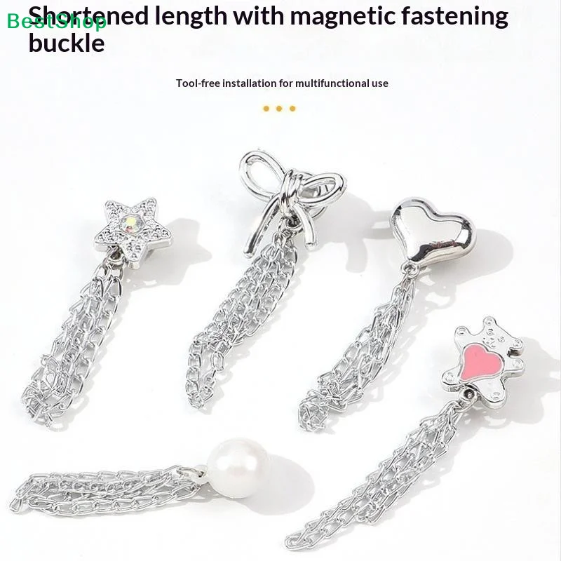 〔Q〕5pcs Multi Function Clothing Clips Shirts Clothes For Button Cute Decorative Long Jeans Legs Sleeves Buttons Chain Clips