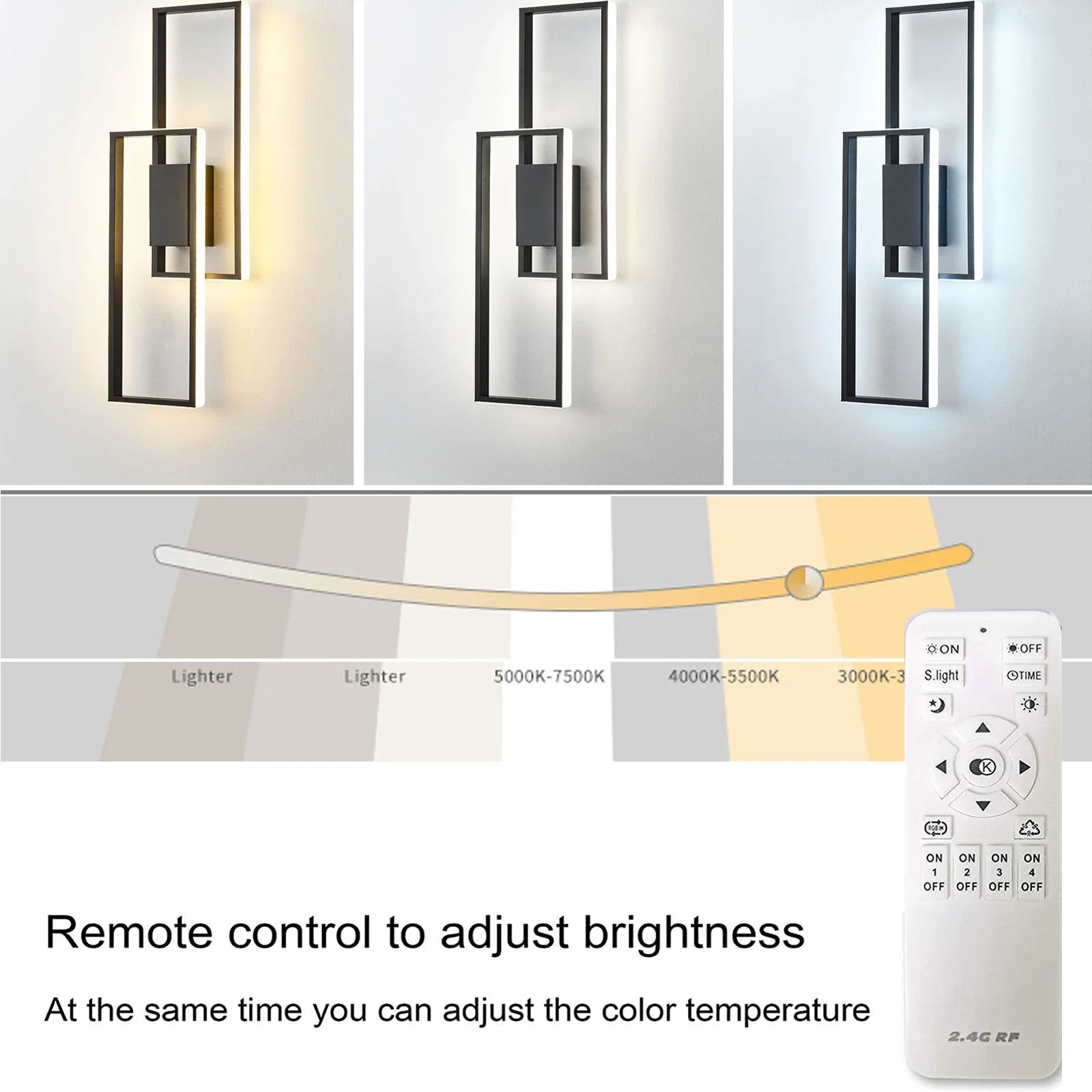 

Modern Indoor Wall Light with Adjustable Color Temperature and Brightness Bedrooms Stairs 110V Wall Mounted Wall Light Led