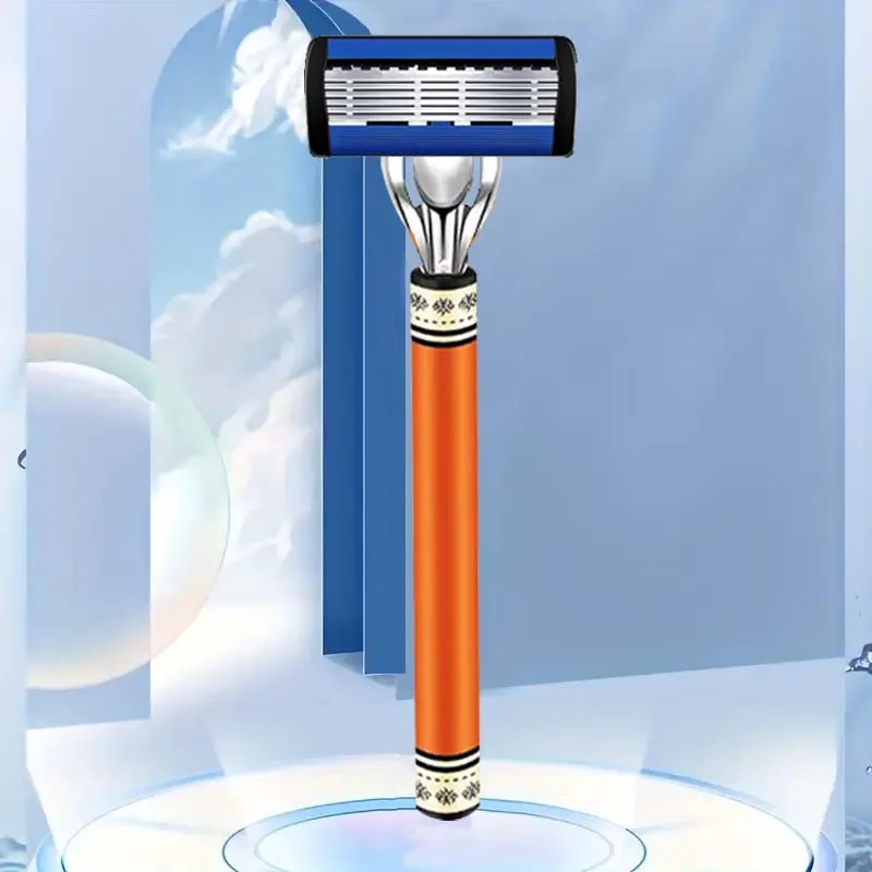 ماكينة حلاقة أمان رجالية فاخرة بمقبض مضاد للانزلاق. تصميم تقدميري لشفرة حادة. مقبض مضاد للانزلاق. هدية عظيمة للمهرجانات #3