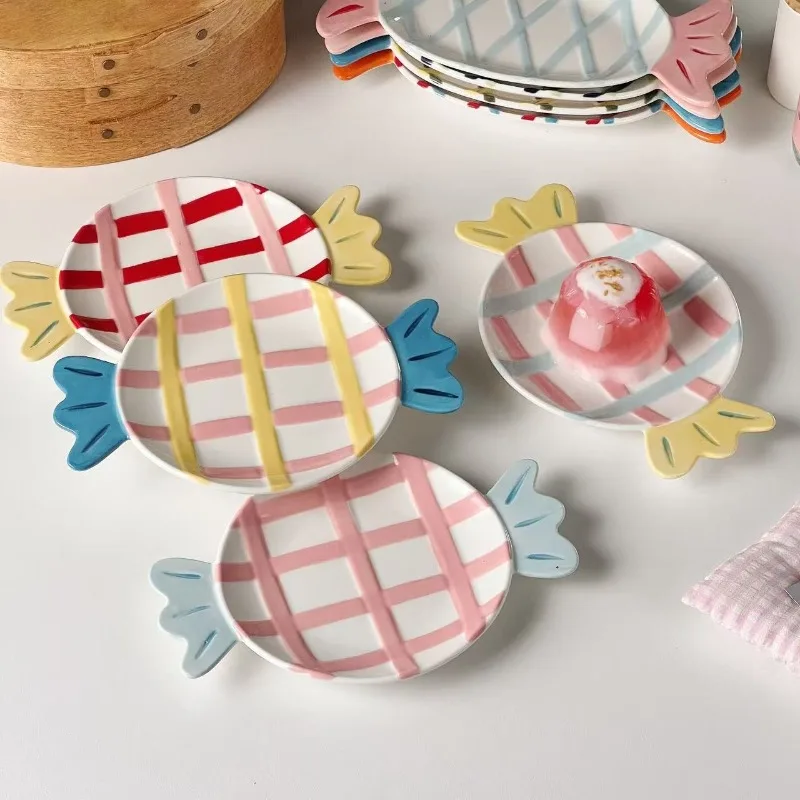 Nordic Ceramic Candy Shape Fruit Cake Plate Ornaments Kitchen Dining Table Breakfast Plate Dessert Plate Crafts Home Decoration
