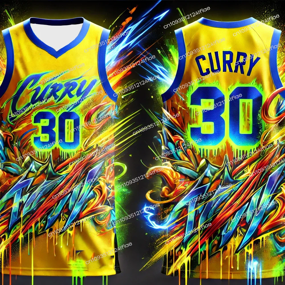 Nuevo chaleco deportivo de baloncesto para hombres adultos Curry No. 30 Edición de Coleccionista Camiseta de baloncesto Graffiti Streetwear Kit de camiseta especial