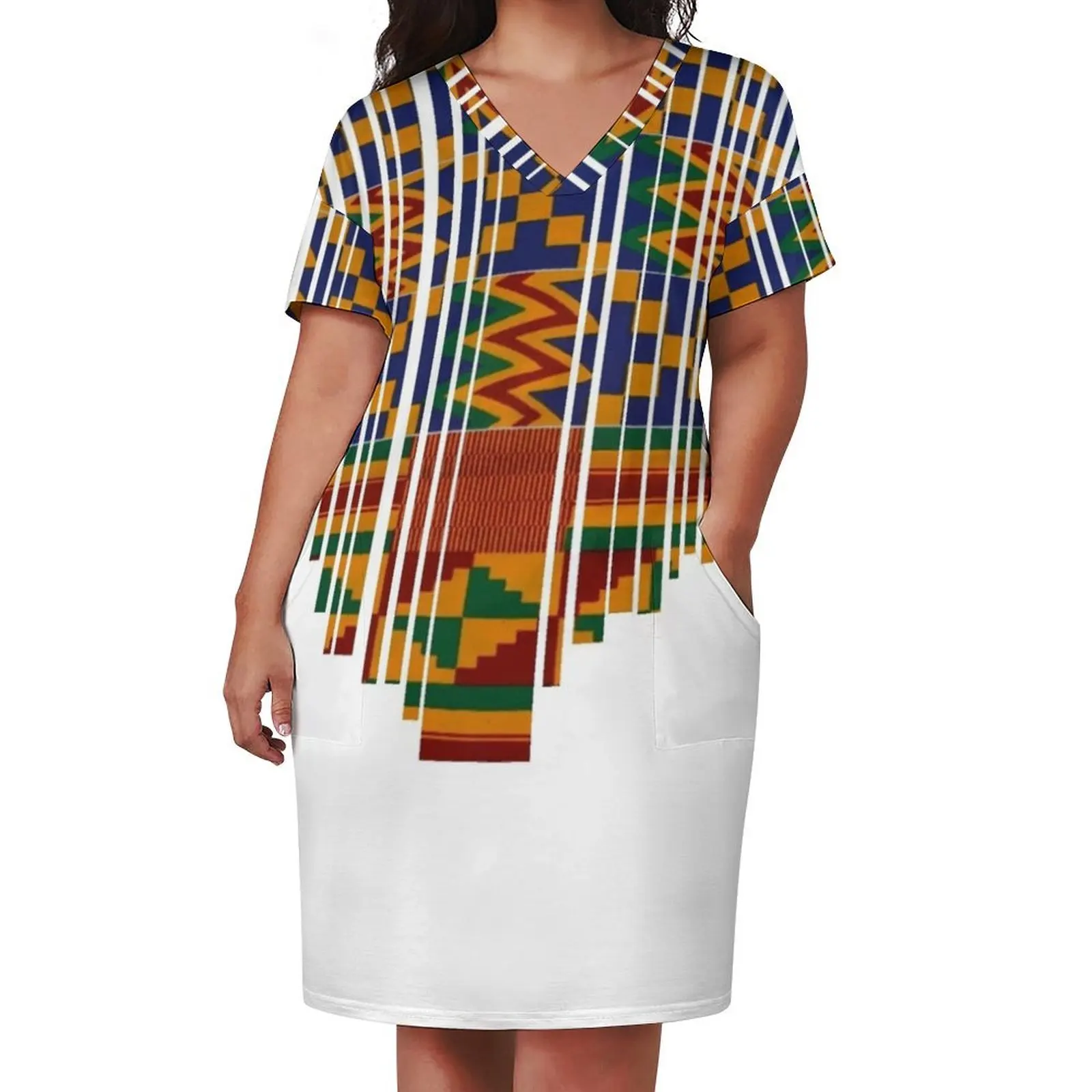 Kente design. African print/African clothing Loose Pocket Dress summer dresses