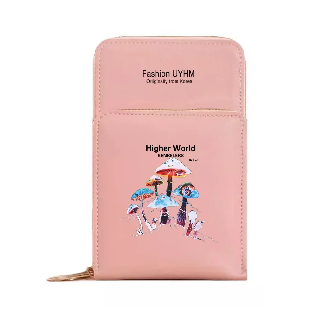Phone Bag For IPhone 13 12 11 Pro Max X XS Samsung Xiaomi Huawei Messenger Bag Mobile Wallet For Women Clutches Mushroom Series