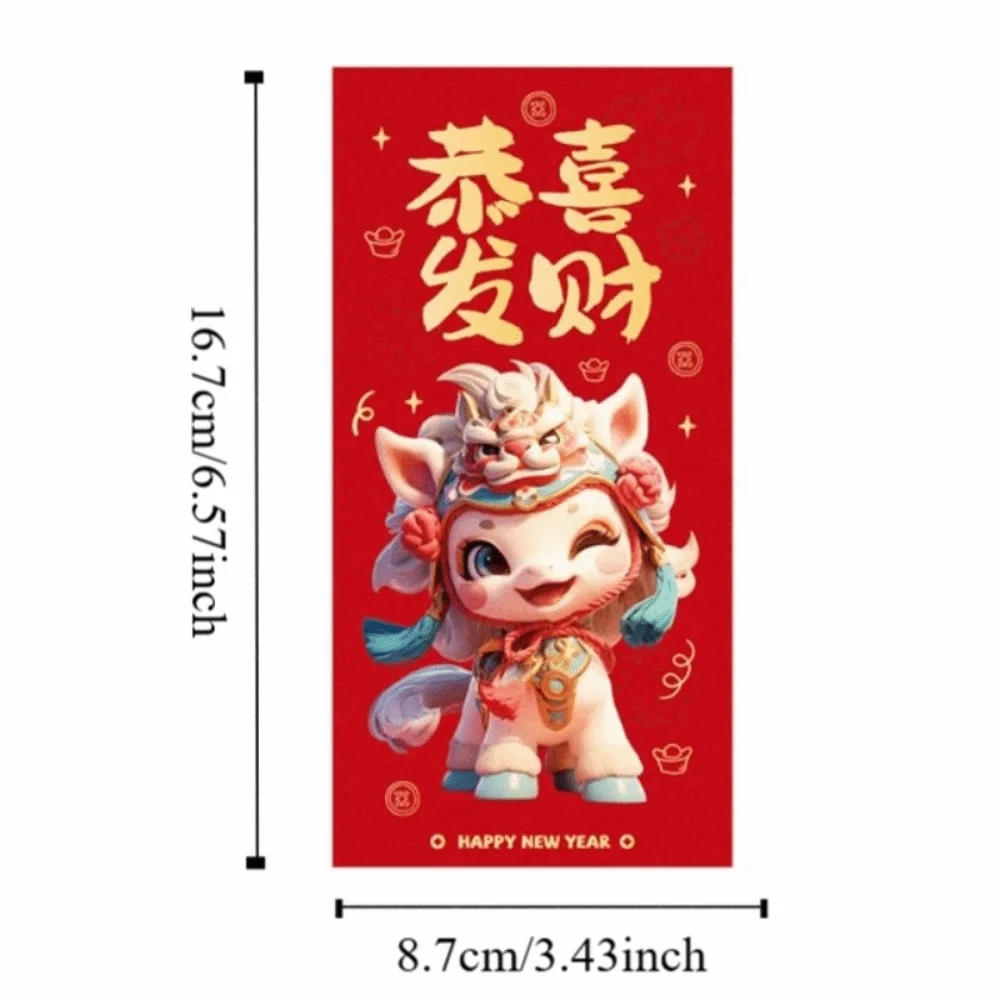 6 шт./12 шт. 2026 конверты с изображением зодиака, красные конверты красного цвета, креативные счастливые мешочки для денег, конверты с героями мультфильмов по знаку зодиака, весенний фестиваль