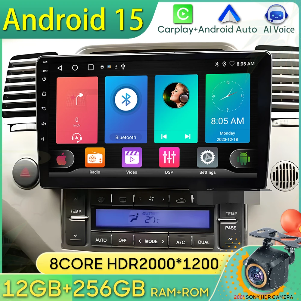 Android 15 Car Radio For Hyundai Azera Grandeur TG 2005 - 2011 GPS Navigation Android Auto Carplay Wifi Screen 2K 4G No 2din DVD