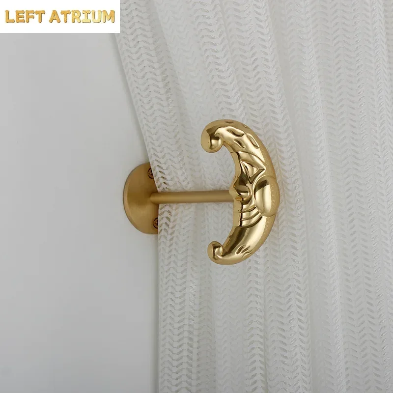 Brass Curtain Hook Metal Wall Hook Wall Hanging Curtain Stop Curtain Decorative Accessories Wall-mounted Clothes and Hats Hooks