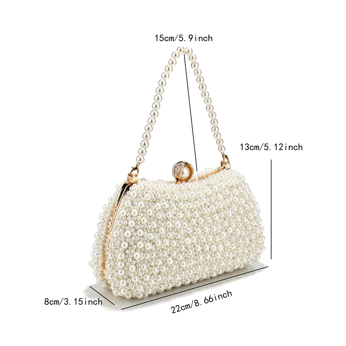 Pearl Women Evening Bags Hollow Out Vintage Beading Clutch With Handle Chain Handbags Diamonds Holder