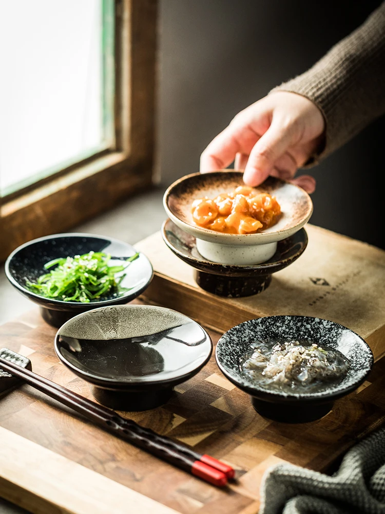 

Creative High Footed Dert Plate Commercial Sui Plate Dim Sum Plate Sweet Sauce Seasoning Small Plate Japanese Sle