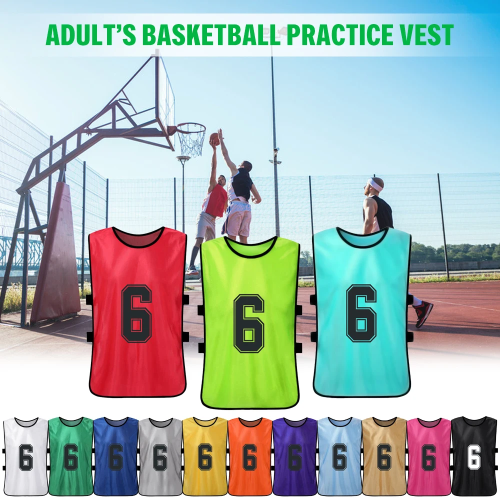 6/12pcs Kinder Fußball Pinnies schnell trocknen Fußball Trikot Jugend Sport Scrimmage Basketball Team Training nummerierte Lätzchen Sport weste – Detail 25