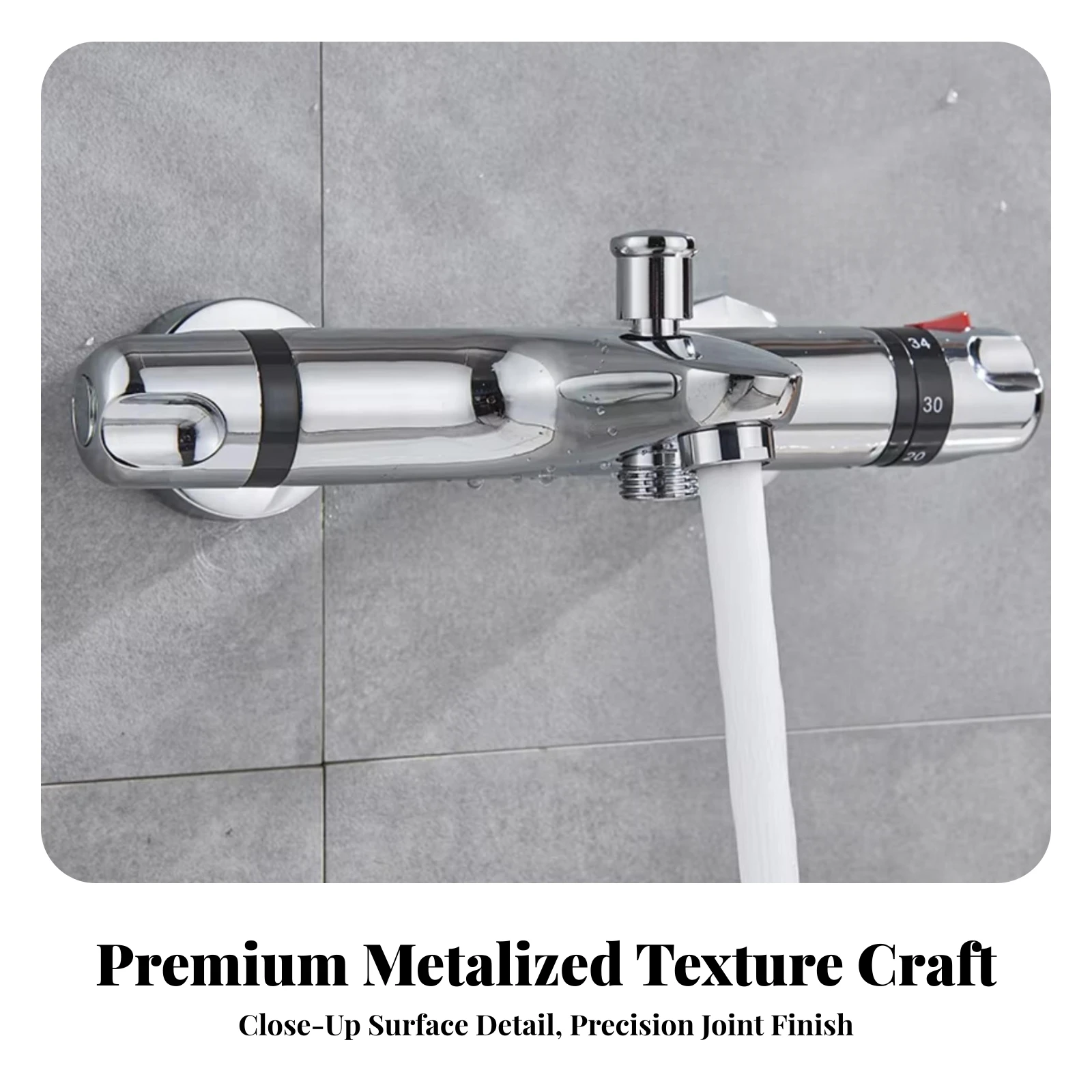 Thermostatic Mixing Valve Chrome Finished Metal Body Concealed Shower Valve Integrated Safety Stop Wall Mount for Bad