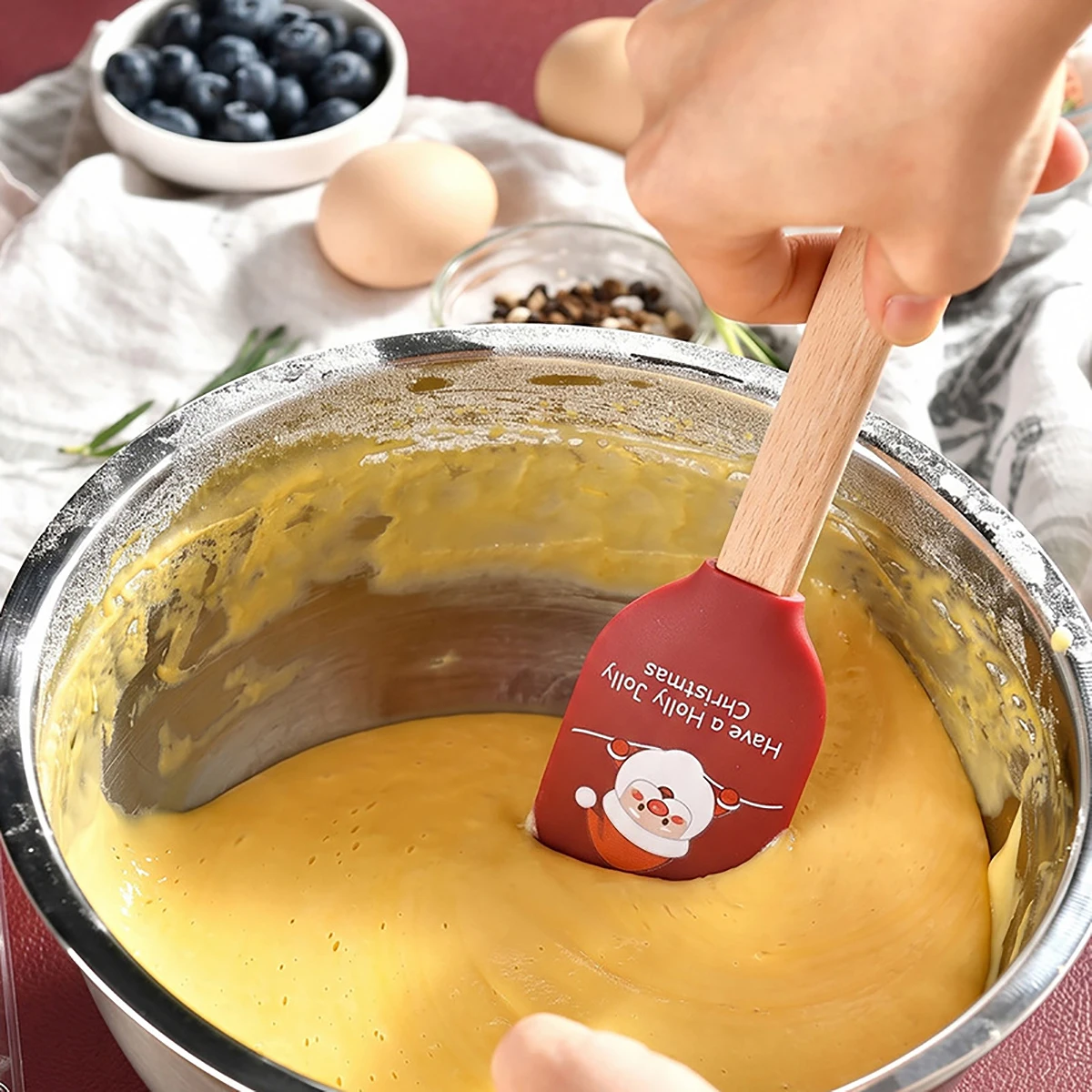 Christmas Silicone Spatula Cake Cream Spatula Split Butter Spatula Cake Decoration Tool Baking Accessories Kitchen Cooking Tool