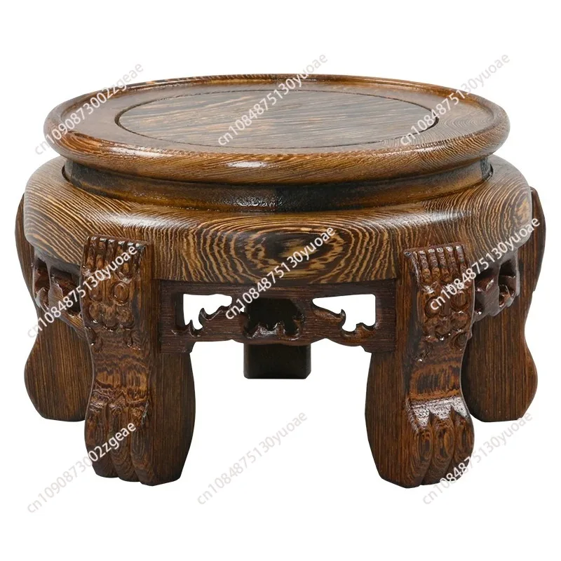 Wenge Solid Wooden Pedestal Display Stand, Carving Crafts, Vase Ornaments, Circular Bonsai, Buddha, Aquarium, Teapot Base Disp