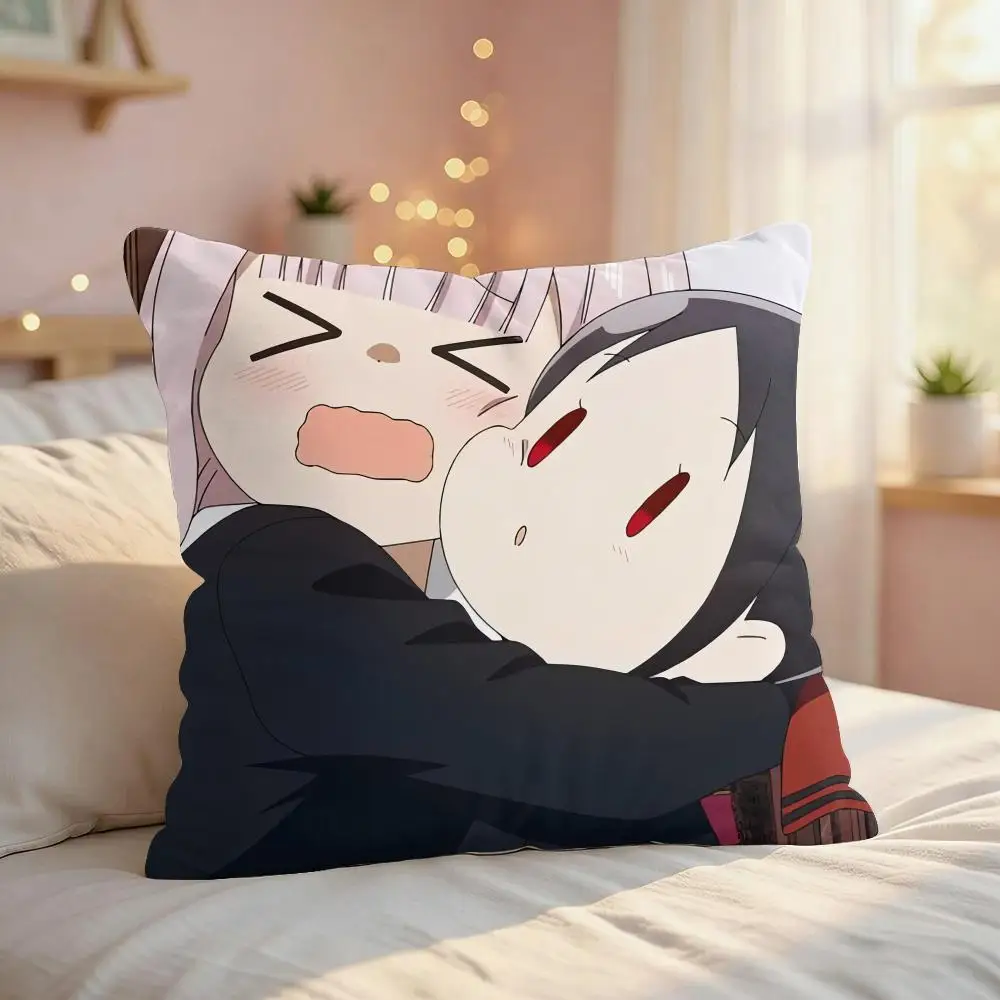 Kaguya-sama L-Love War Sexy Cushion Cover Silky Short Plush Invisible Zipper Dustproof Sofa Pillow Case For Home Decor