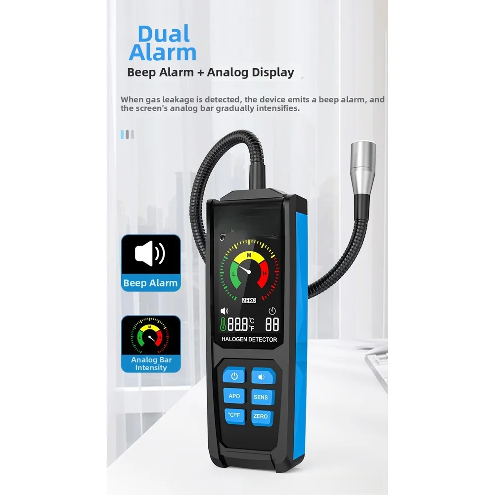 For HD01 Leak Detection Instrument with Digital Screen Accurate R22 Detection Flexible Hose and Real-Time Bar Graph
