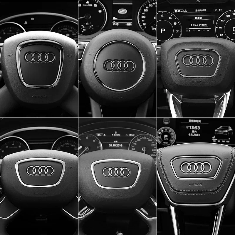 عجلة توجيه سيارة ملصق لأودي A6L A3 A4 A5 A6 A7 A8 Q3 Q5 Q7 Q8 TT S5 S7 S8 RS7 RS6 شعار استبدالها اكسسوارات السيارات