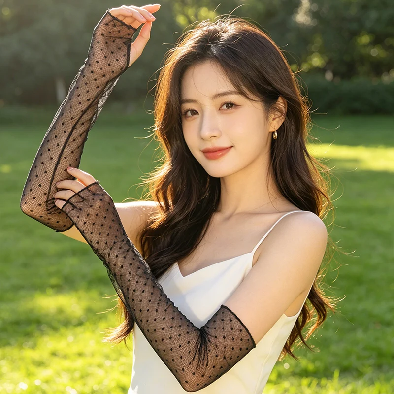 Summer New Style Lace Polka Dot Ice Sleeve Decoration Fashionable Casual Sun Protection Sleeves for Women Simple and Versatile