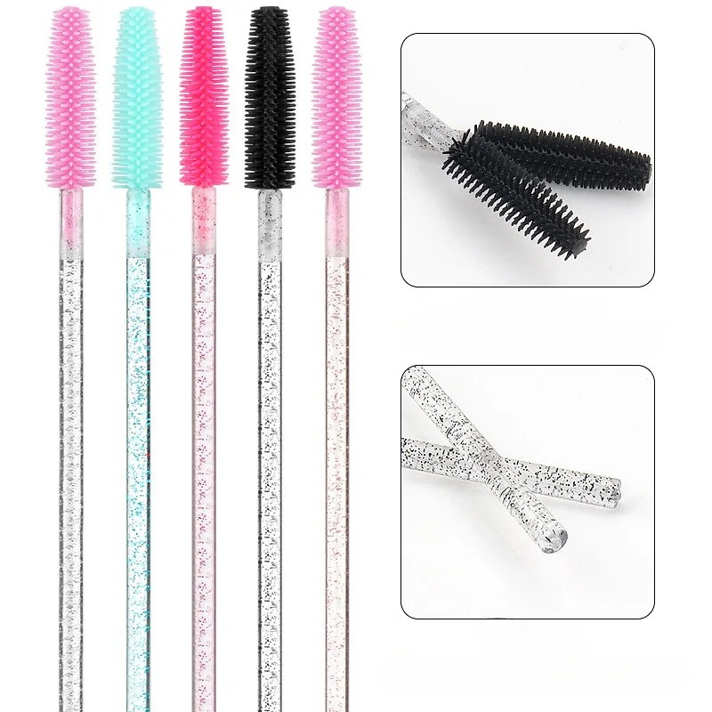 50 Pcs Silicone Crystal Mascara bacchette applicatore pennelli per ciglia diamantati usa e getta pettine strumenti per pennelli per trucco di bellezza per donna