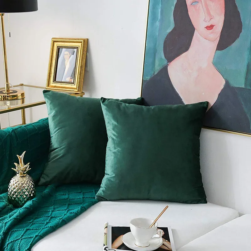 

Dark Green Cushion Cover Velvet Decorative Throw Pillow Cover for Living Room Sofa Home Pillow Case 30x50cm 50x50cm 45x45cm
