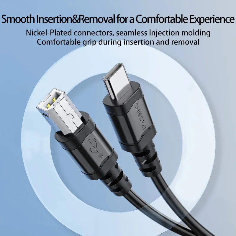 كابل طابعة Choseal USB B إلى USB C كابل طابعة USB C لأجهزة MacBook Pro/Air لـ HP Canon Dell Epson LexmarkXerox
