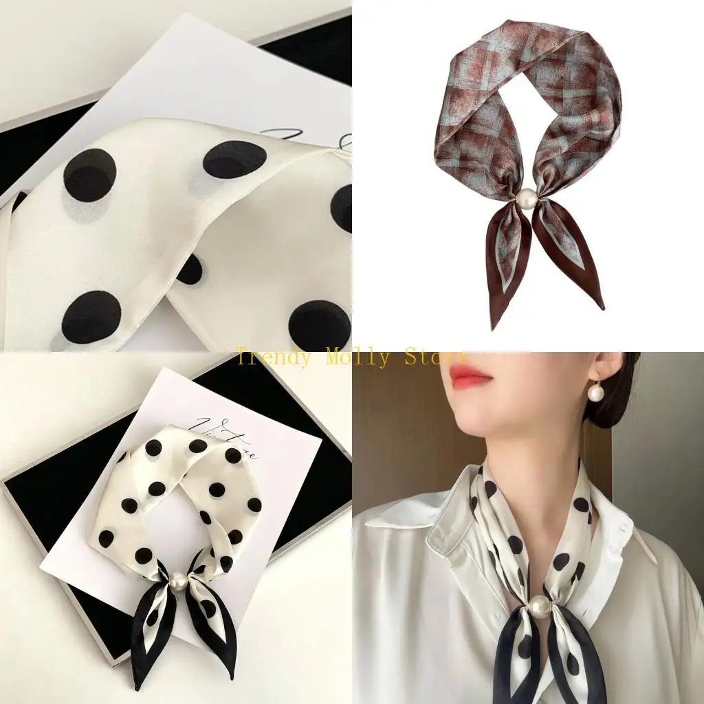 

N5KB Dotted Scarf for Women Belt Necktie Neck Scarf Kerchief Chokers Exotic Scarf