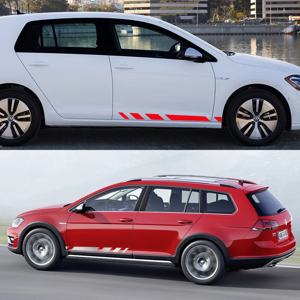 2PCS Car Door Side Stickers Vinyl Racing Style Decals Auto Accessories For Volkswagen VW Golf 8 7 5 4 6 GTI MK8 MK7 MK5 MK6 MK4