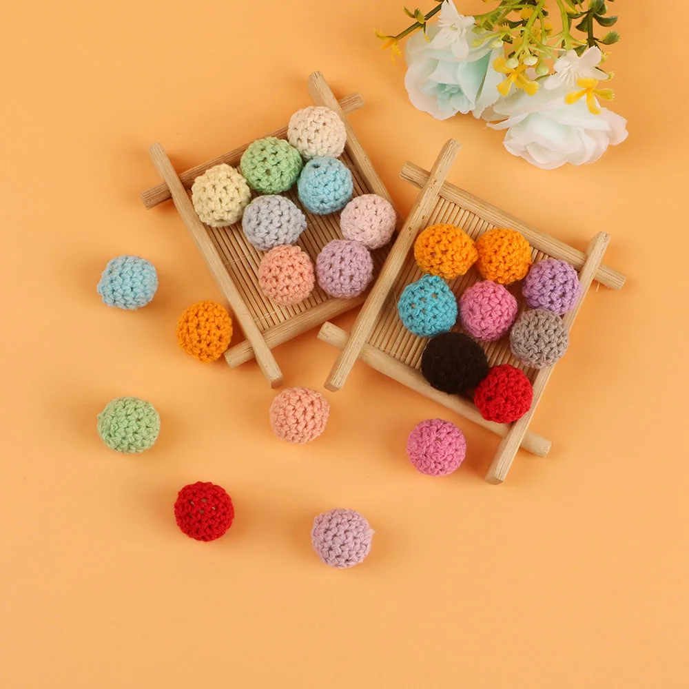 15 قطعة 16/20 مللي متر كرات الكروشيه مجموعة الخرز الخشبي المستديرة DIY بها بنفسك لصنع المجوهرات سوار قلادة أقراط مصاصة ملحقات السلسلة #3