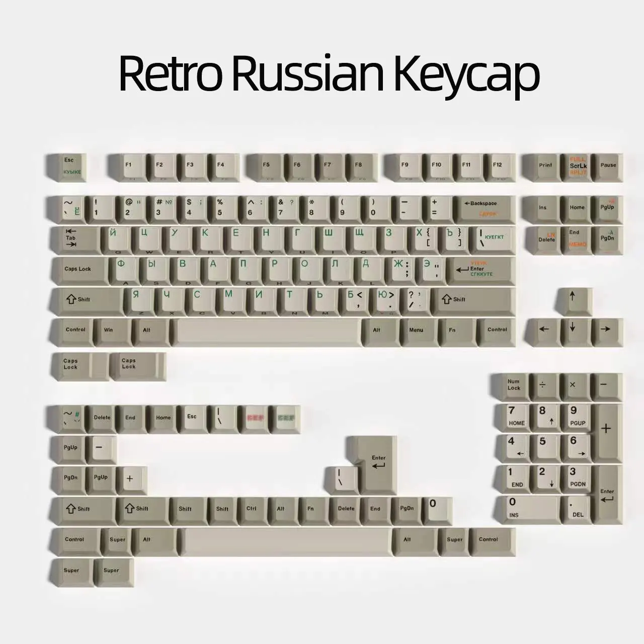 

UTA95 Russian Keycap Cherry Profile Retro Thermal Sublimation Keycap Customization 141 Key Complete Set