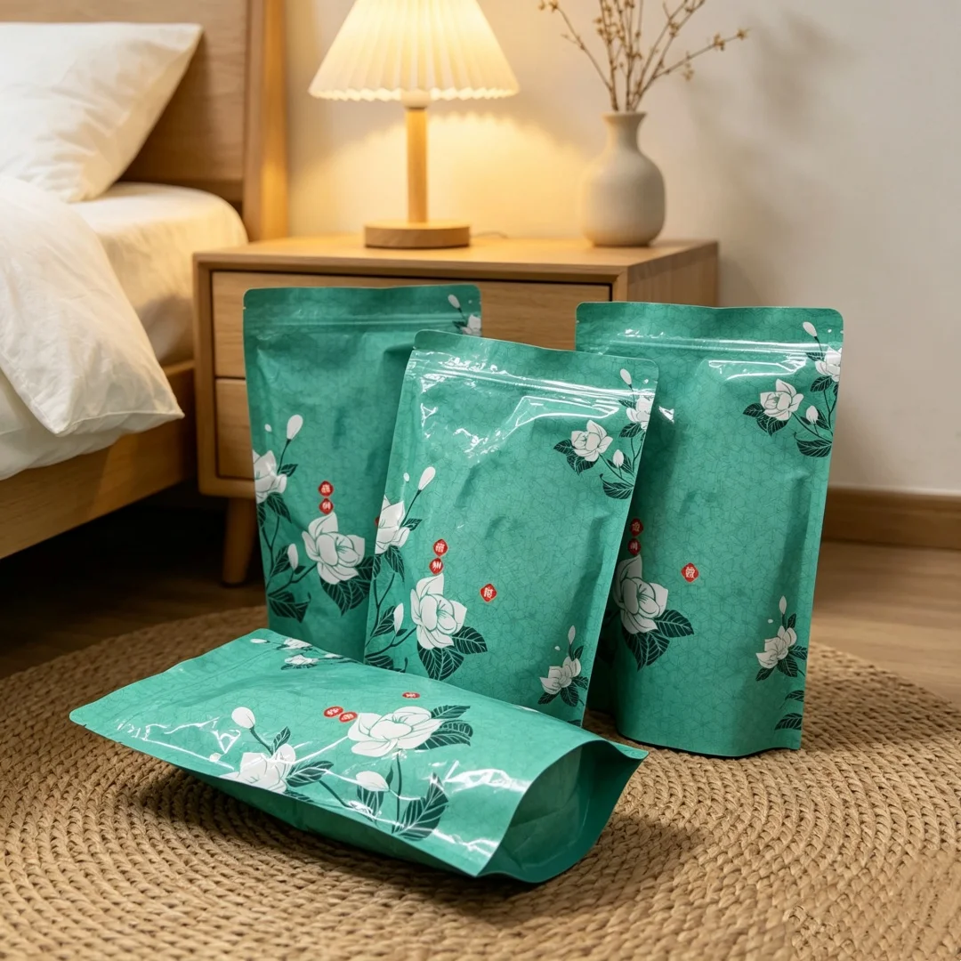 250g/500g Chinese Jasmine Flower Tea Pot Zipper Bags Jasmine Flower Green Tea Recyclable Sealing No Packing Bag